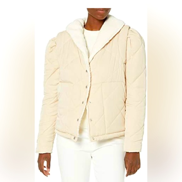 🌈NWT Blank NYC  Womens Faux Fur Trim Quilted Puffer Jacket Medium retail $148 - Picture 2 of 13